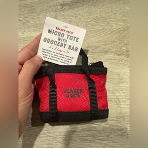 CH74 NWT TRADER JOE'S Red & Black Micro Tote Shopping Mini Grocery Bags
